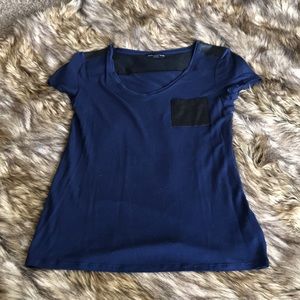 Tee with leather accents